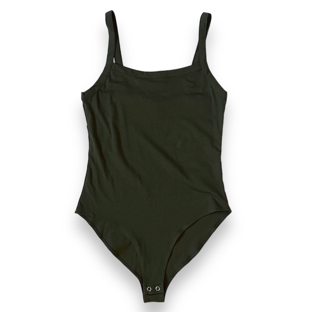 3/$30 Forever 21 Tank Top Knit Bodysuit Olive Green M/Medium Stretch Cotton NEW